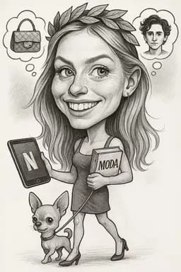 Caricatura laurea di una ragazza che passeggia con un cane