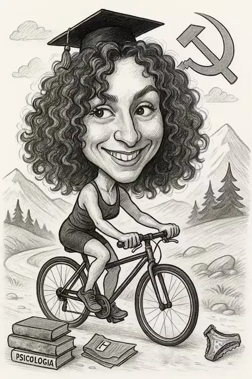 Caricatura per papiro ragazza in bici