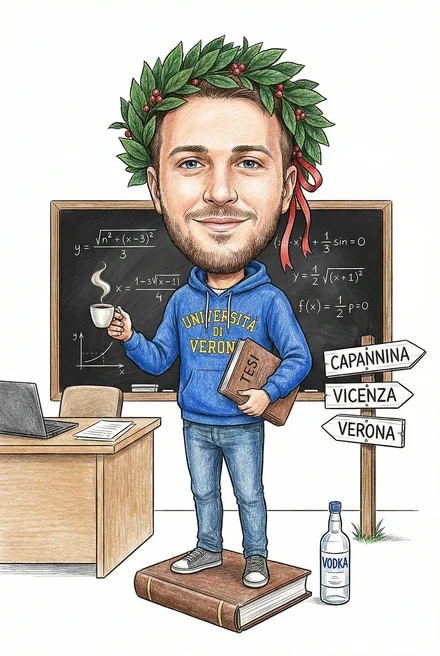 Caricatura di laurea ragazzo laureato in matematica