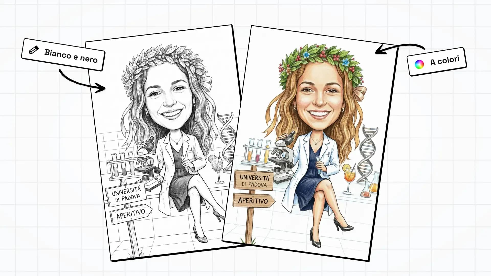 caricature di laurea esempio